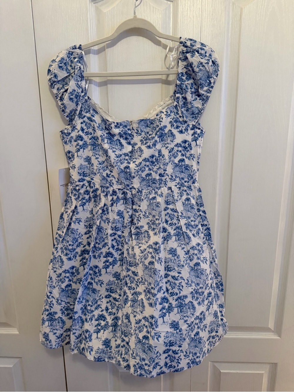 Blue Floral Sundress with Lace Trim Women XL - Picture 2 of 3